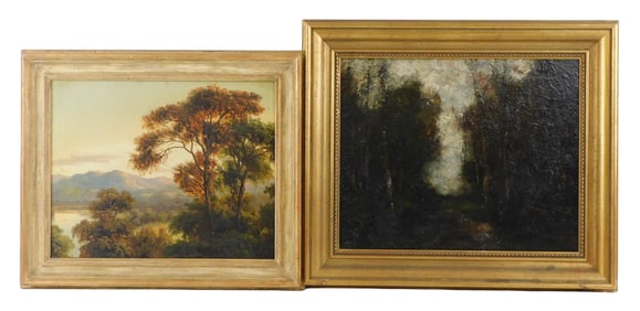Two 20th C. landscape paintings, both framed, one currently out of frame, the first a Hudson River