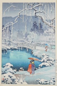ASIAN: Tsuchiya Koitsu (Japanese, 1870-1949), "Spring Snow, Kyoto Maruyama", 1936, ukiyo-e woodblock
