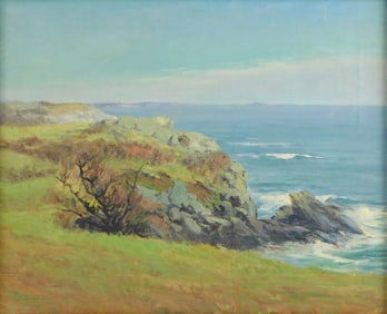 Attributed to John Calvin Stevens (American, 1855-1940), "At Job Cove", 1917, landscape of rocky