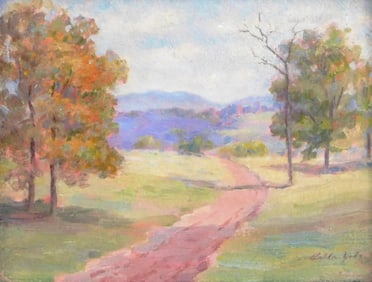 Charlotte Lilla Yale (Connecticut, 1853-1929), "A Warm Autumn Day", oil on panel, landscape