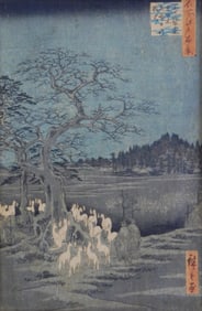 ASIAN: Utagawa Hiroshige (Japan, 1797-1858), "New Year’s Eve Foxfires at the Changing Tree" /