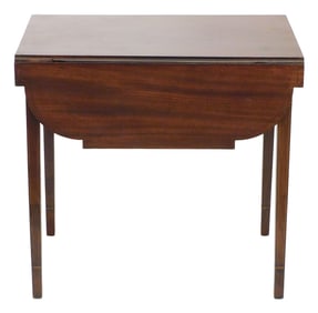 Pembroke table, New York, c. 1795, mahogany, poplar, pine, top with cut corner drop leaves, string i