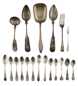 SILVER: Nineteen pieces of sterling and other silver serving ware, details include: five sterling Bi