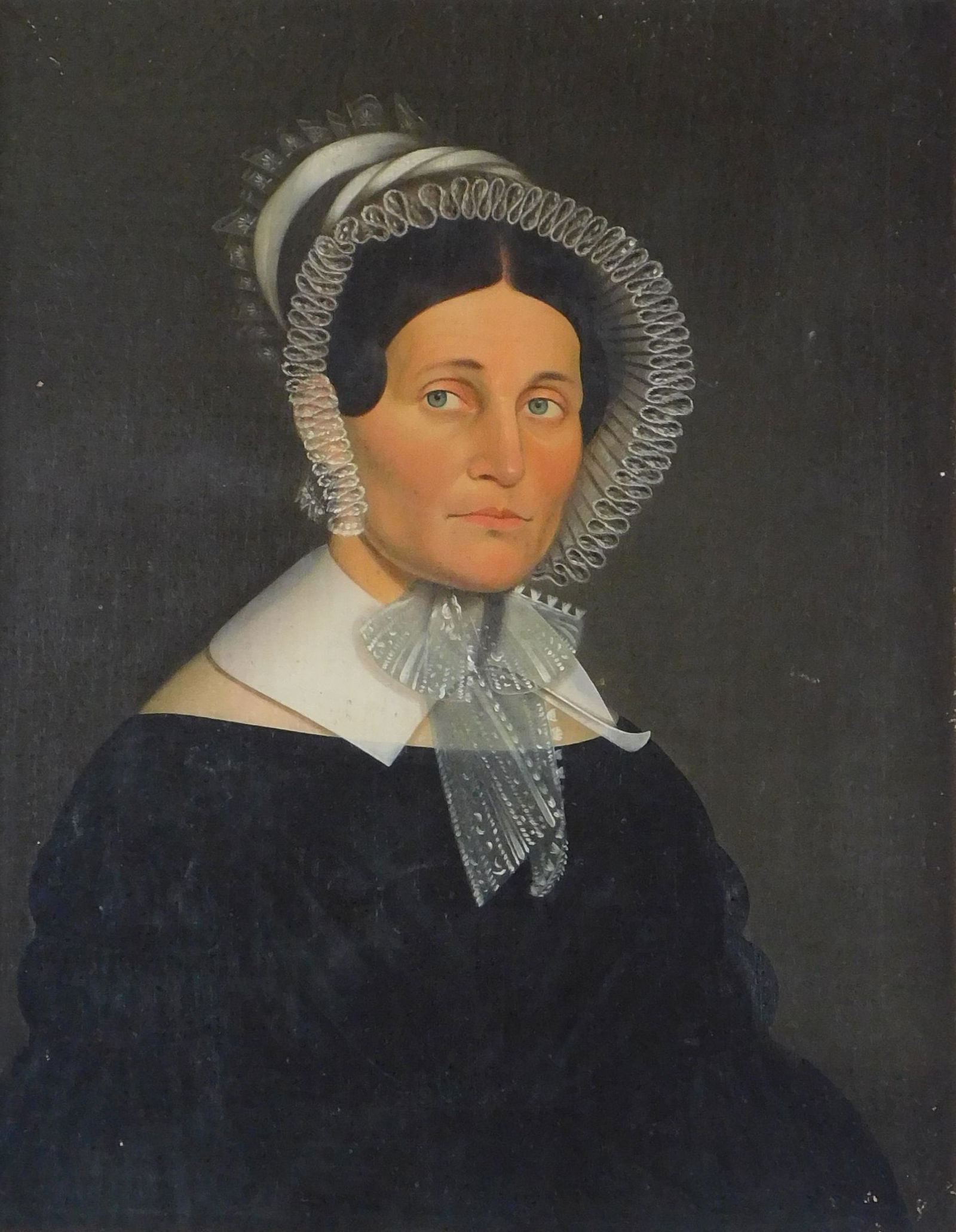 Portrait of Miriam Hoyt Guild, oil on board, artist unknown portrait, c. 1830, American, depicts wom (1 of 4)