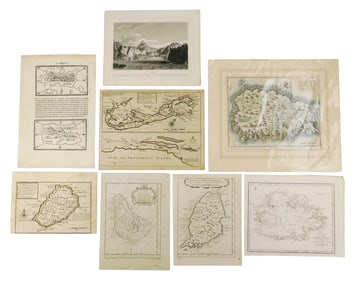 MAPS: CARIBBEAN & ATLANTIC, group of eight, early printed maps of the Caribbean and Atlantic Islands