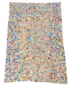 TEXTILE: Yo-yo or Penny quilt, early 20th C., retains bright colors, wear consistent with age and us