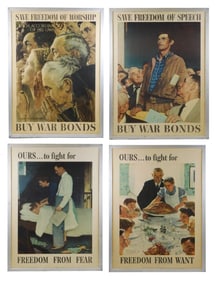 Norman Rockwell (American, 1894-1978), ?Four Freedoms?, consisting of four framed posters, 1943, pri