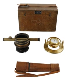 + 19th and 20th C. scientific instruments, details include: two surveyor's Bostrom Convertible Level