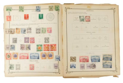 STAMPS: International Postage Stamp Album, 20th C., 1901-1912, hundreds of stamps from areas such as