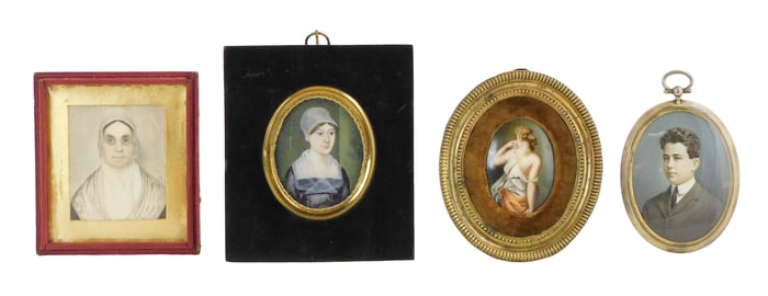 “A. Lamm, Dresden?? miniature and three others, 19th/early 20th C., including: miniature of young