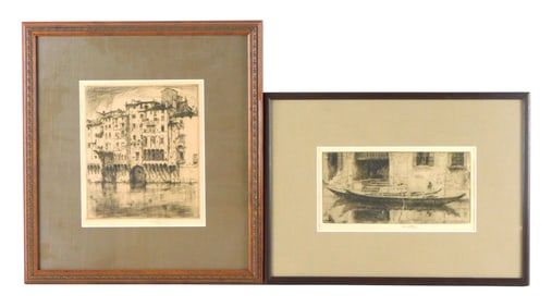 Two Ernest D. Roth (American, 1879-1964) Italian scenes, both matted and framed, both titled on