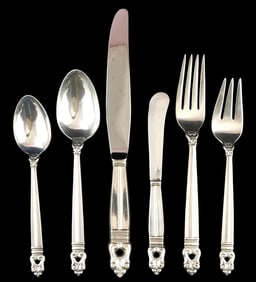 STERLING: "Royal Danish" by International Silver, eighty-one pieces of sterling silver flatware and