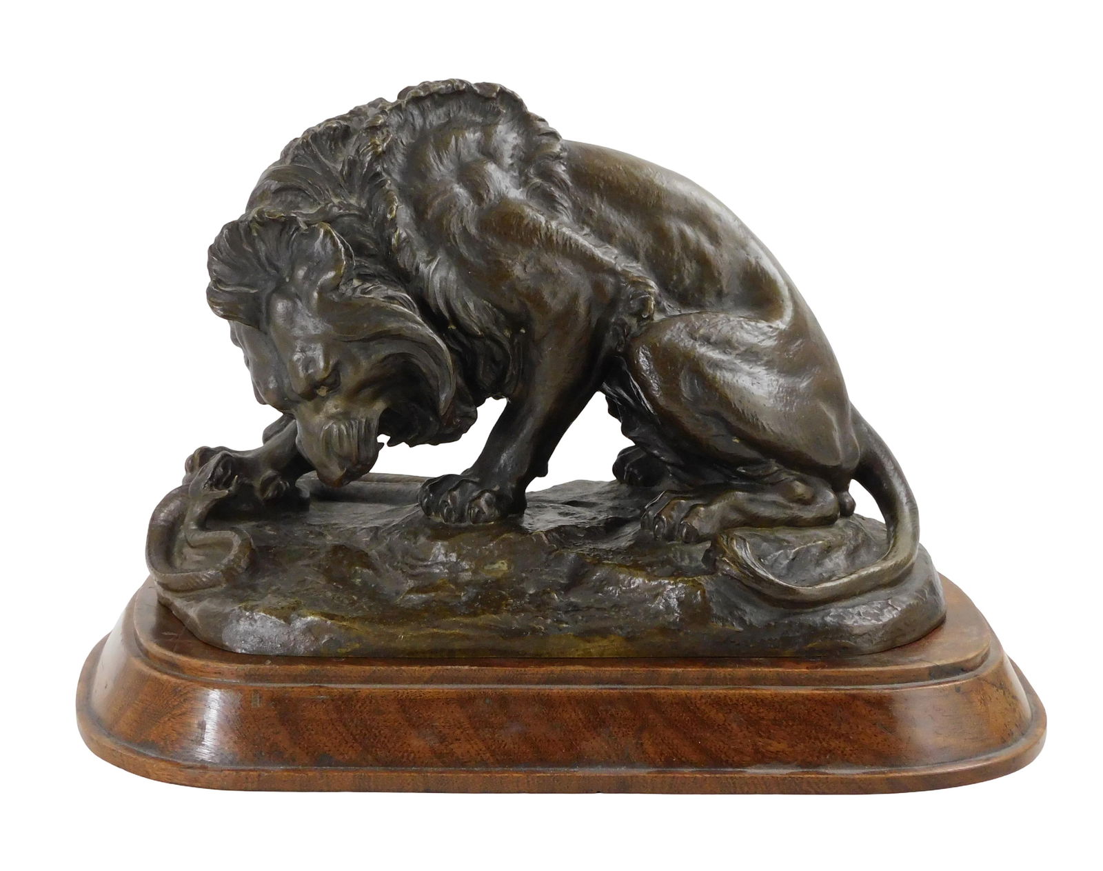 SCULPTURE: After Antoine-Louis Barye (French, 1795 - 1875), "Lion and Serpent", bronze group sculptu (1 of 3)