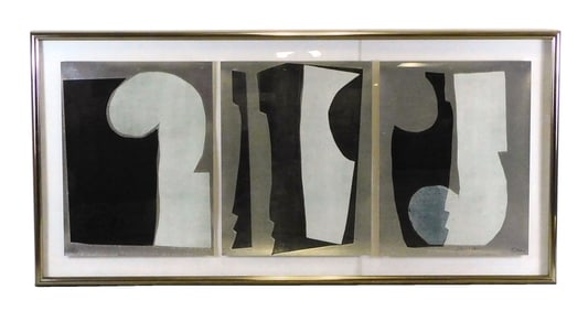 Contemporary triptych abstract print "Zeus and Hera", second half of 20th C., ed 23/50, reflective