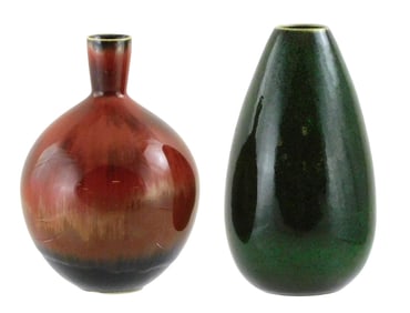 Carl-Harry Stalhane (Swedish, 1920-1990), two art pottery bud vases, mid-20th C., designed for