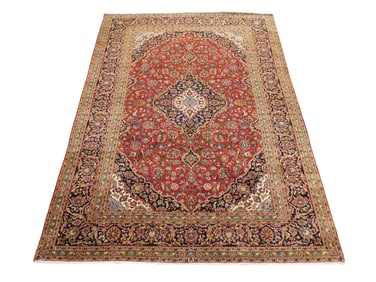 RUG: Antique Persian/Kashan style, 9' 6" x 13', c. 1940's, wool on cotton, dense multi-colored