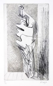 Henry Spencer Moore (English, 1898 - 1986),"Turning Figure No. 2", etching, circa 1970's, abstract