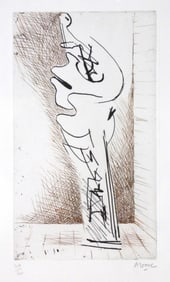 Henry Spencer Moore (English, 1898 - 1986),"Turning Figure No. 1", etching, circa 1970's, abstract