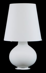 LAMP: Max Ingrand for Fontana Arte table lamp, model 1853, large frosted white glass and aluminum