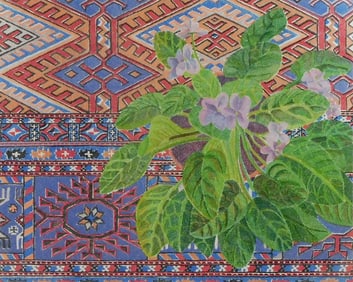 Laura Grosch (American, b.1945), "African Violets", 1976, color lithograph, ed. 41/50, depicts