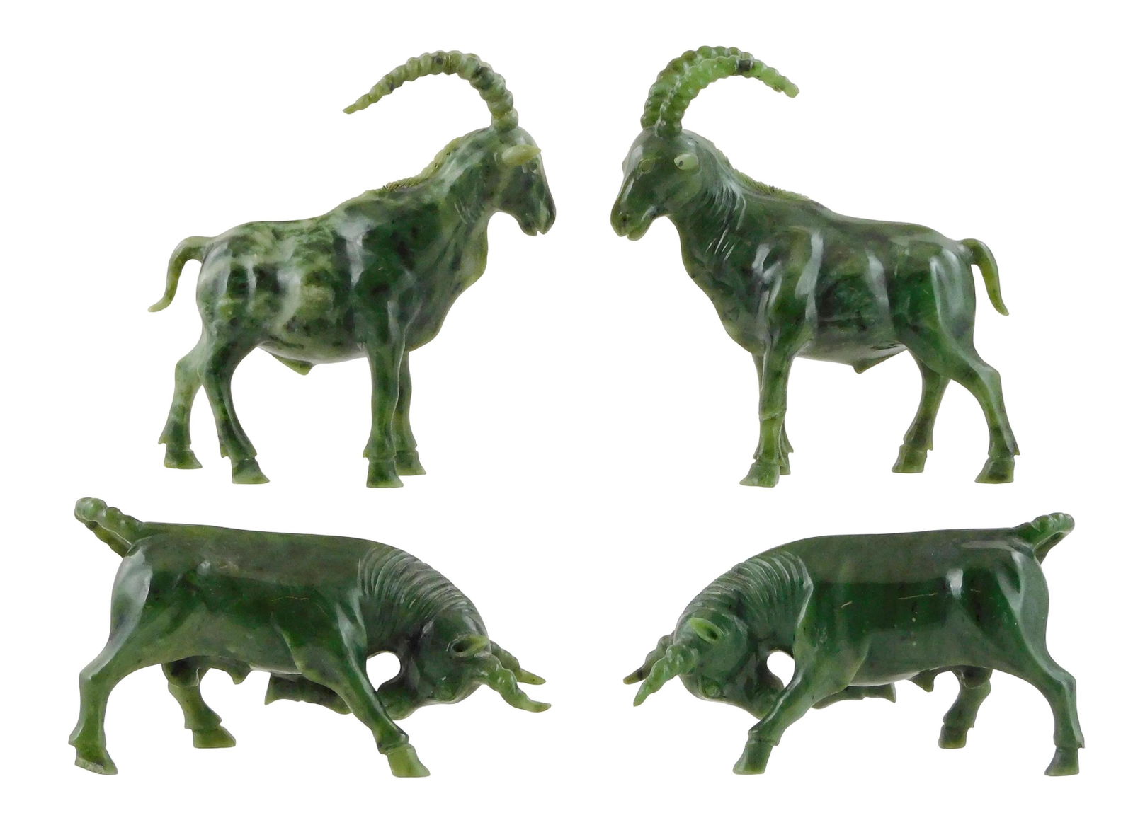 ASIAN: Carved hardstone animals, Chinese, 20th C., possibly spinach jade or serpentine, including: t (1 of 1)