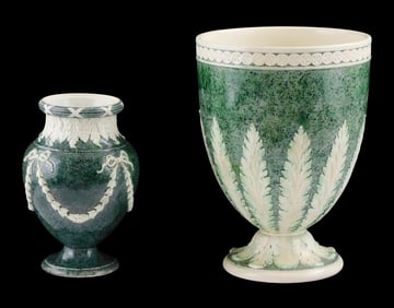 Pair of Wedgwood porphyry-type vases, England, c.1785, both impressed with Wedgwood mark, details