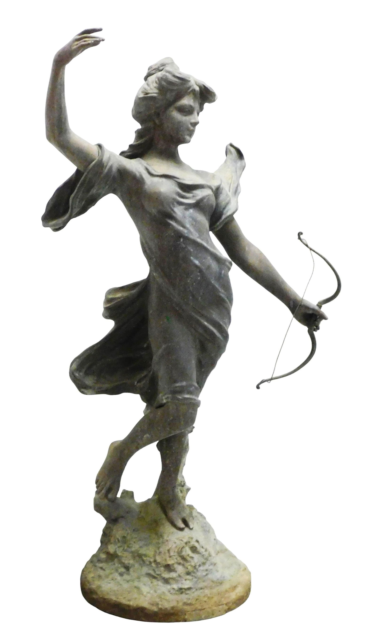 SCULPTURE: Standing figure of Diana, late 19th/ early 20th C., plaque on base attributes work to "J. (1 of 4)
