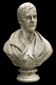 GARDEN: Marble bust of author Sir Walter Scott, after Sir Francis Legatt Chantrey (1781 - 1842)