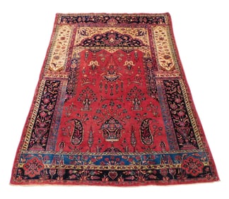 RUG: Extremely fine antique Persian style prayer rug, 4' 4" x 6' 6", wool on cotton, classic design
