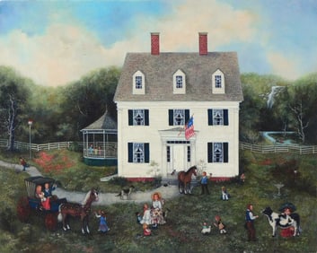 Linda Nelson Stocks (American, 1938-2011), "Family Portrait", 1994, oil on archival canvas, signed