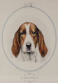 Marguerite Kirmse (American, 1885-1954), "The Hound", 1933, hand-colored aquatint on paper, pencil