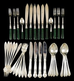 STERLING: Towle, Gorham, etc., partial flatware sets, some with non-silver parts, details include: