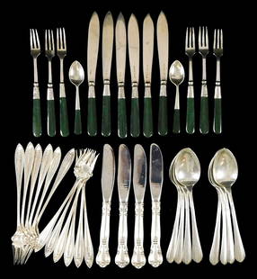 STERLING: Towle, Gorham, etc., partial flatware sets, some with non-silver parts, details include:: STERLING: Towle, Gorham, etc., partial flatware sets, some with non-silver parts, details include: twelve "Cordova" pattern cocktail forks by Towle, monogrammed, 6" l.; eight "Lady Diana" pattern teas