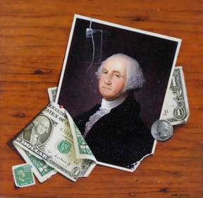 John Verger (American, b. 1935), "Untitled (Gilbert Stuart)", 2006, oil on panel, trompe l'oeil