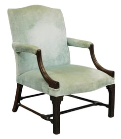 Chinese Chippendale style lolling chair, 20th C., front legs carved with blind fretwork in Chinese