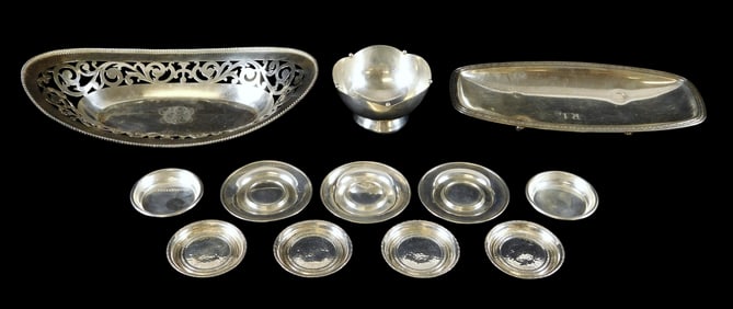 STERLING: American silver servingware by Dominick & Haff, Whiting, International Silver, etc.,