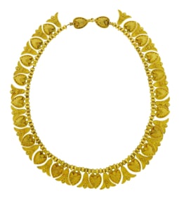 JEWELRY: 14K Cannetille necklace, tested 14K (possibly 625/ 15K), workmanship and style appear to be