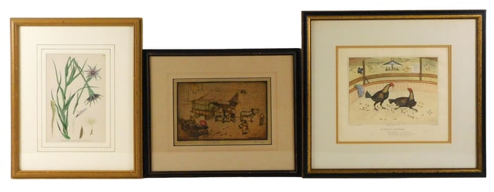 Three hand colored prints, details include: C. R. Stock, published by W.C. Lee, “Plate No. 5 - One