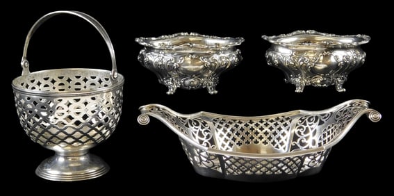 STERLING: Tiffany & Co. and Gorham, four pieces of sterling silver hollowware, details include: