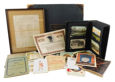 EPHEMERA: Family ephemera collection, including: 200+ post cards and greeting cards from late 19th
