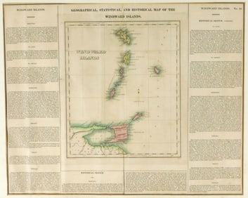 MAP: (Barbados, Grenada), "Map of the Windward Islands", c. 1823, by Fielding Lucas Jr. (American,