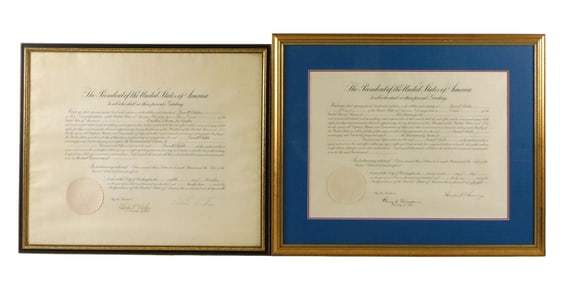 DOCUMENTS: Two signed and framed Presidental Foreign Service Appointments by Calvin Coolidge and