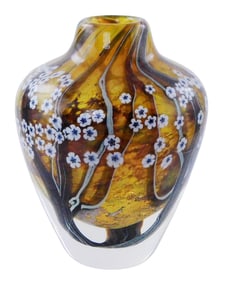ART GLASS: Orient & Flume "Hawthorn" millefiori signed vase, 1982, decoration includes Hawthorn tree