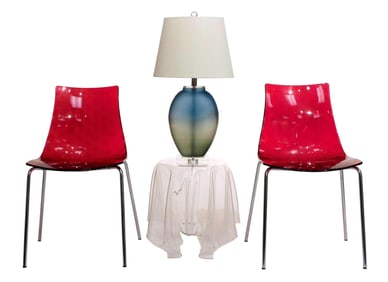 Mid-Century Modern style furnishings, four pieces, including: "ICE" chairs by Connubia for