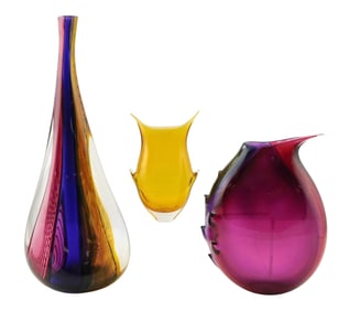 ART GLASS: Peter Greenwood, etc., three contemporary studio art glass pieces, 2002-2003, all signed,