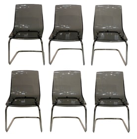Six Carl Ojarstan "Tobias Chairs", Mid-Century style design, manufactured by Ikea, molded smoke