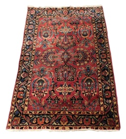 RUG: Antique Persian painted Sarouk style rug, 5' x 3' 6", wool on cotton, finely woven design on a