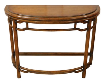 Chinese style demilune table, 20th C., bentwood style construction with natural speckled wood