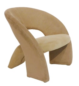 Mid-Century Modern Jaymar style lounge chair, micro suede velvet fabric in taupe color, arched back