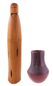Two 20th C. Navajo-made art pieces, including Lorraine Williams art pottery and Nathaniel Tsosie